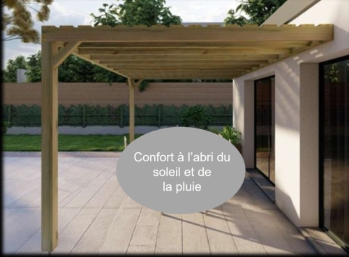 Pergola adossée - Larg: 5 m X Prof: 5 m  